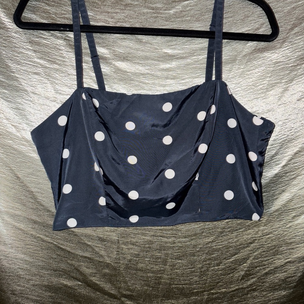 Old Navy Navy Blue Polka Dot Top